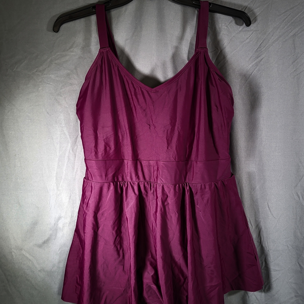 Nwt Womens Plus Size 1X Purple Plum Cupshe Swim Swimsuit Dress